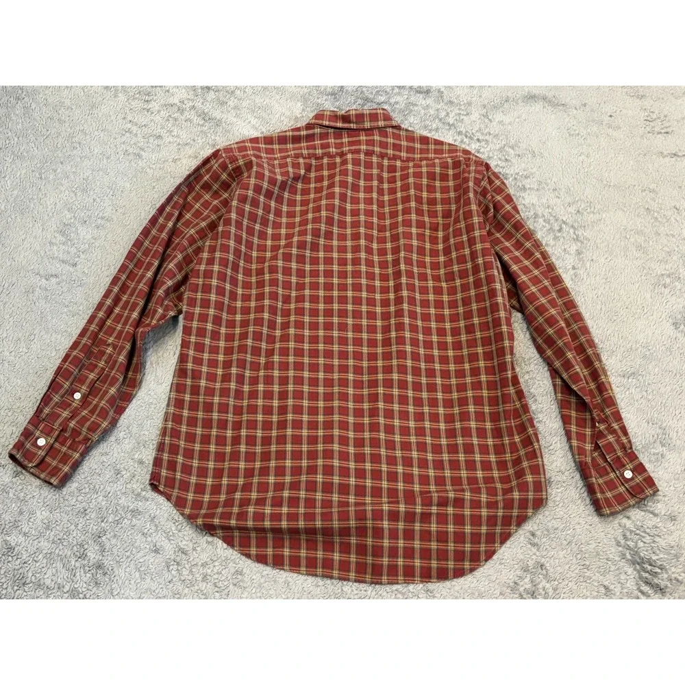 Vintage Polo Ralph Lauren Shirt Mens 15-33 Red Plaid Button Pony 90s Preppy